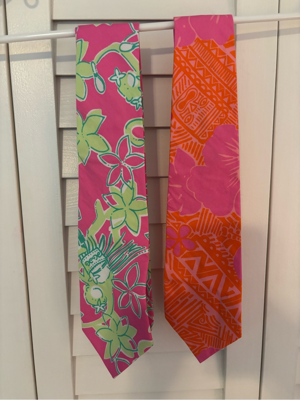 Lilly Pulitzer Pink Floral & Orange Patterned Silk Ties - Set of 2